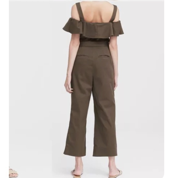 Banana Republic Twill Off The Shoulder Brown Jumpsuit - Picture 2 of 9